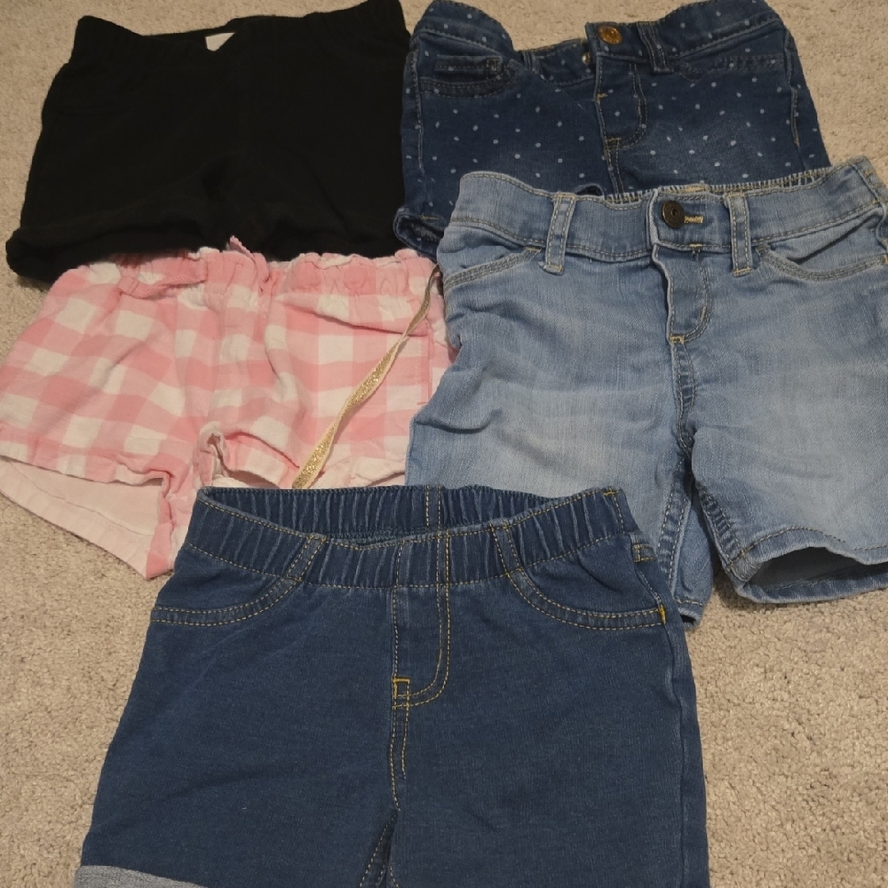 Kids Denim and Pink Checkered Shorts Set
